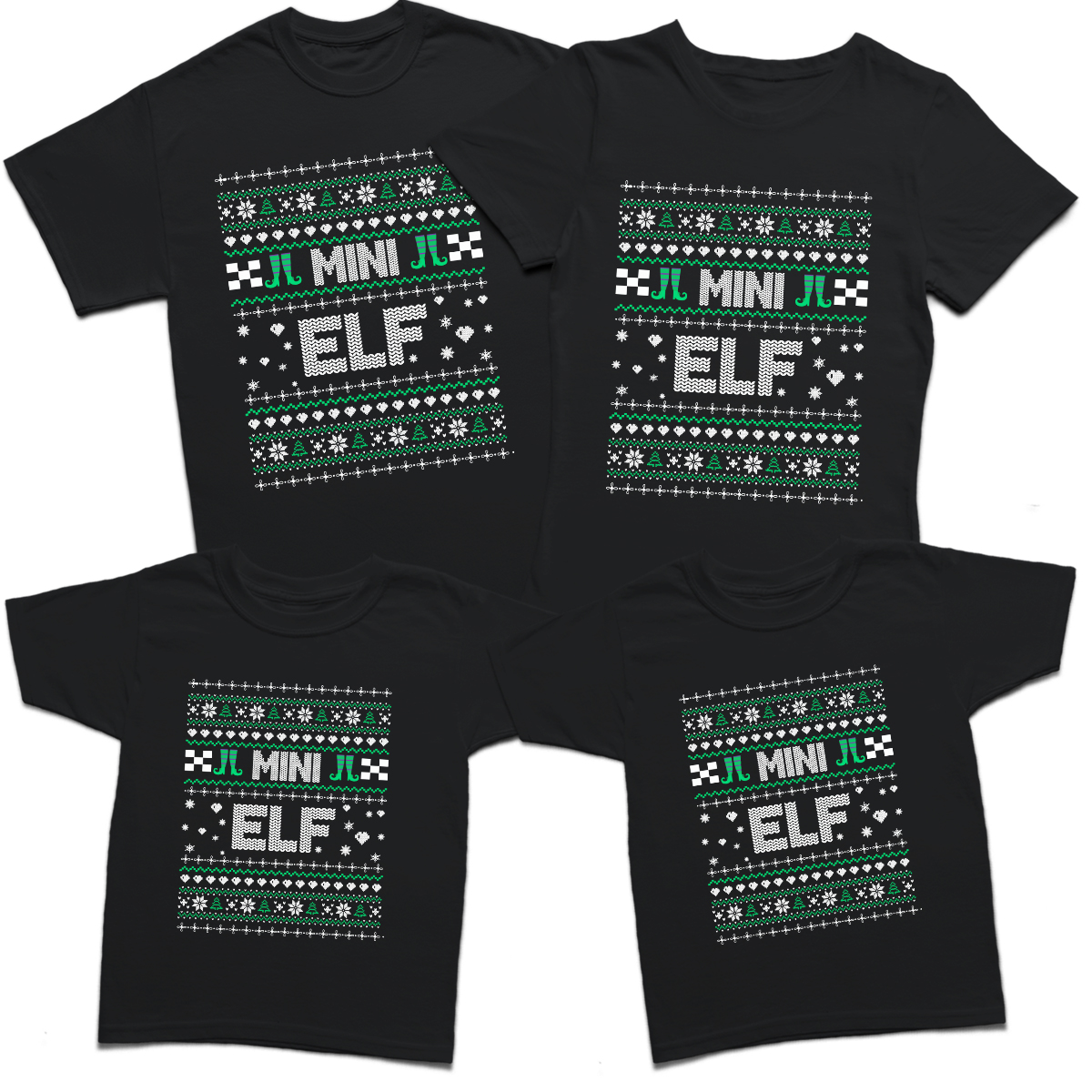 Funny Mr Mrs Grandpa Mom Mini Brother Cute Elf Family Matching Christmas T-Shirt